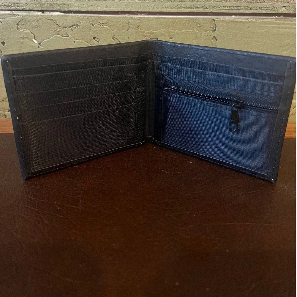 Vintage Leather Horse Horseshoe Embroidered Black‎ Bifold Wallet Western Cowboy